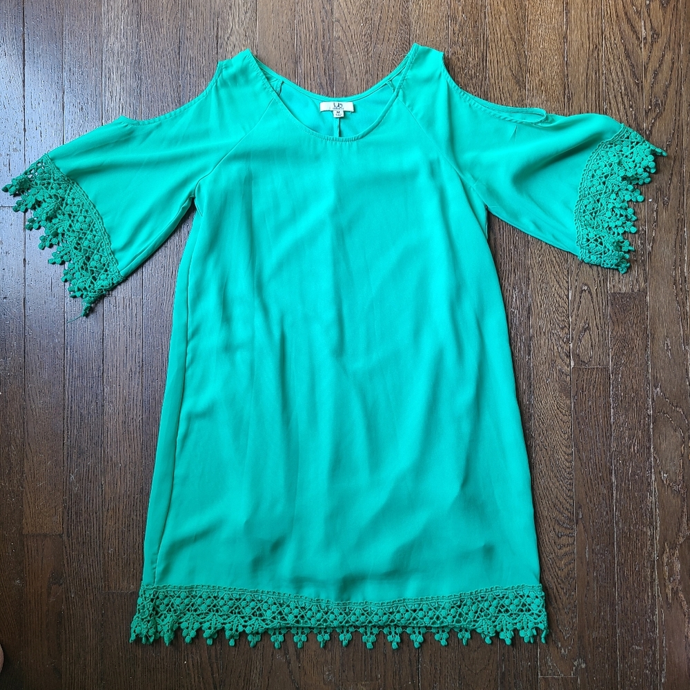 Cold Shoulder Green Dress